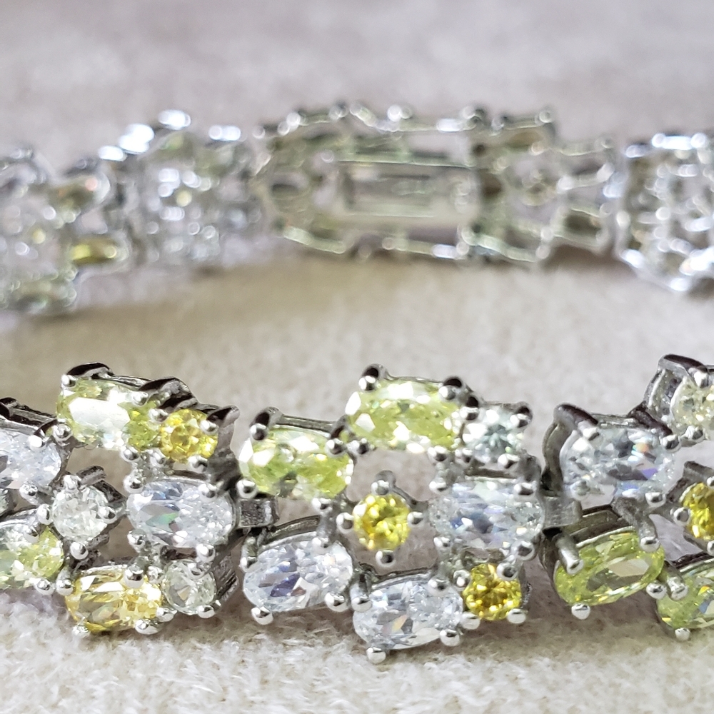 Sterling Silver Bracelet with Oval CZ Stones